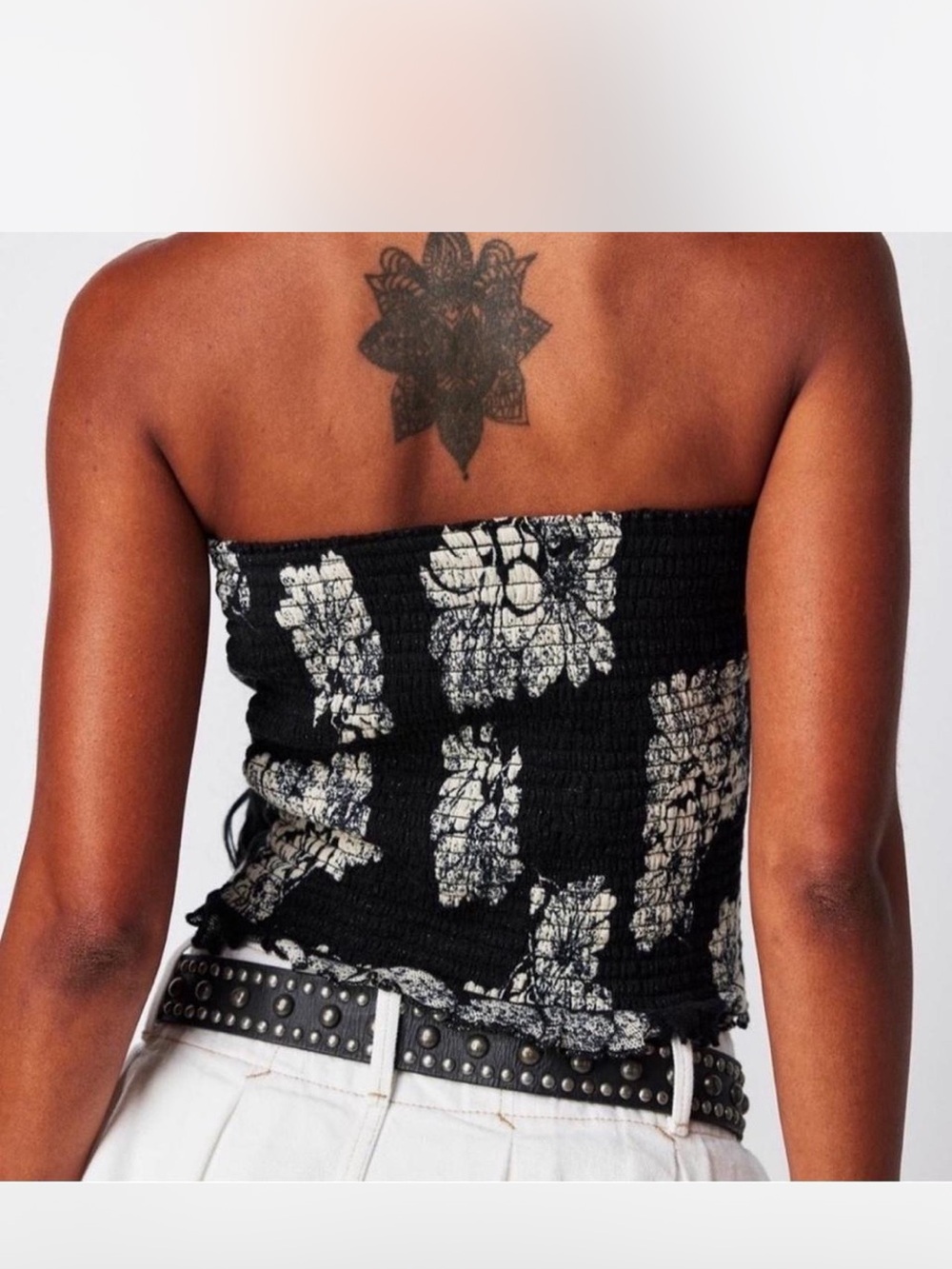 Free People Black Floral poppy tube top - Picture 2 of 5